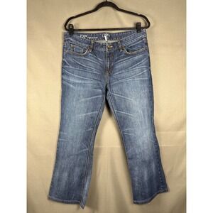 Ann Taylor Loft Original Bootcut Jeans Women 12P Blue Medium Wash Stretch Denim
